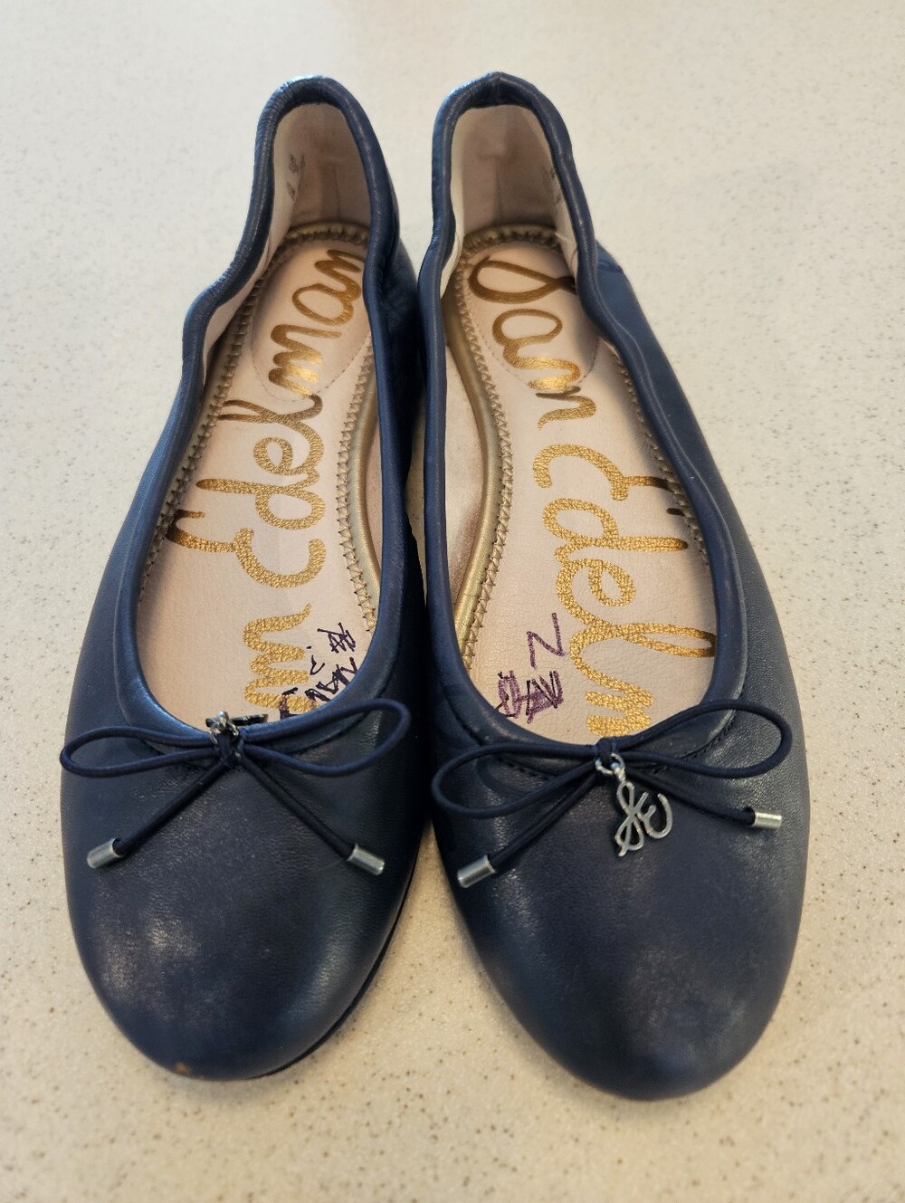 Sam Edelmen Felicia Ballet Flat Navy Blue Leather SZ 6 Slip On Style #EC0229395 - Picture 2 of 10